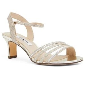 Nina Nelena Soft Platino Dreamland Glitter Rhinestone Heel Sandal Sz 9.5M NEW